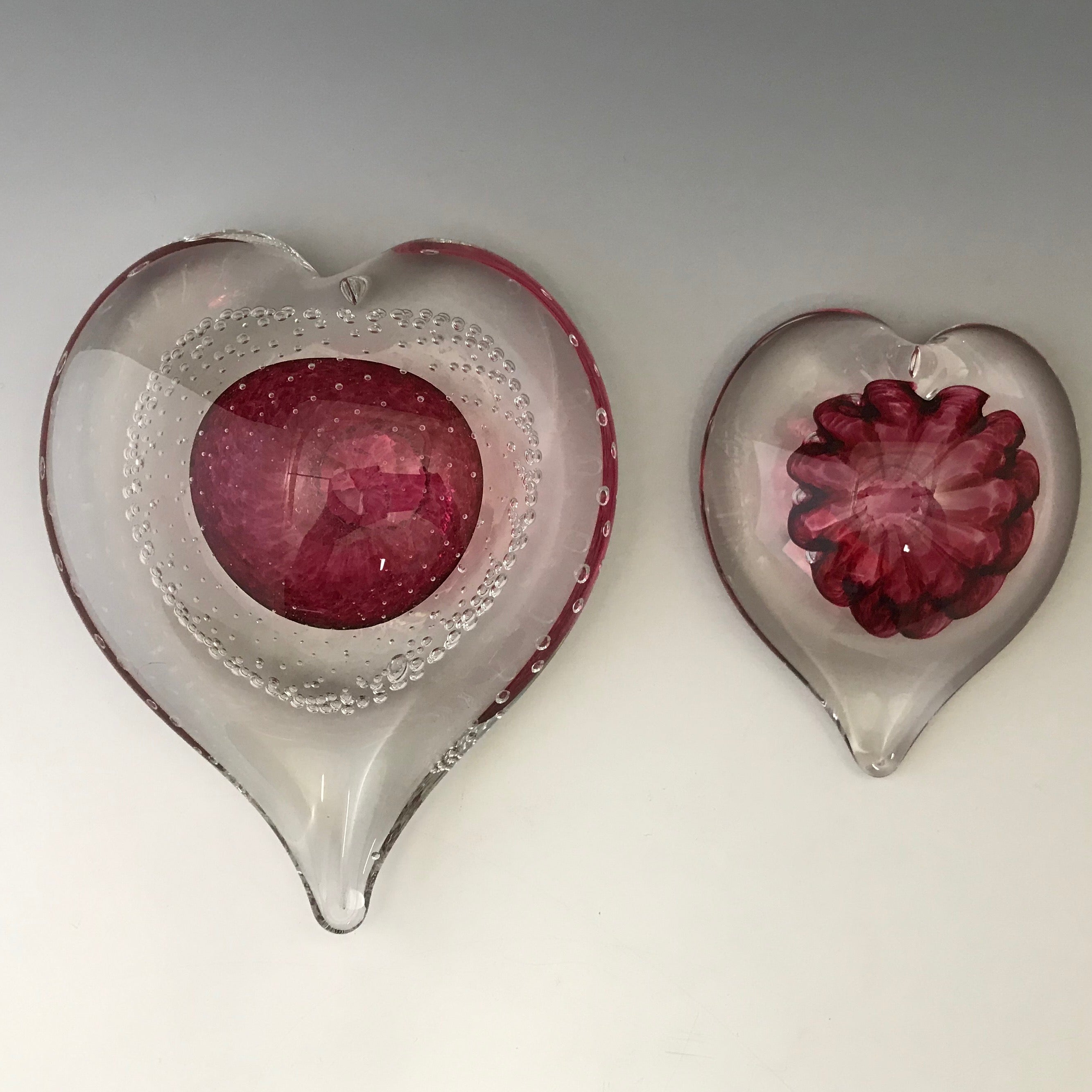 Glass Heart Paperweights