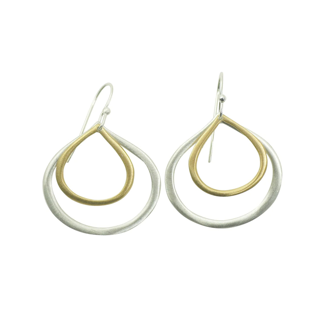 Double Open Drops of Silver and Vermeil Earrings
