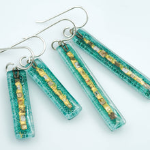 Load image into Gallery viewer, Aqua Golden Phase Bar Earrings
