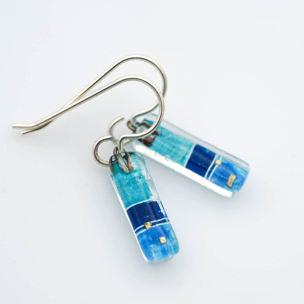 Blue Strata Bar Earrings