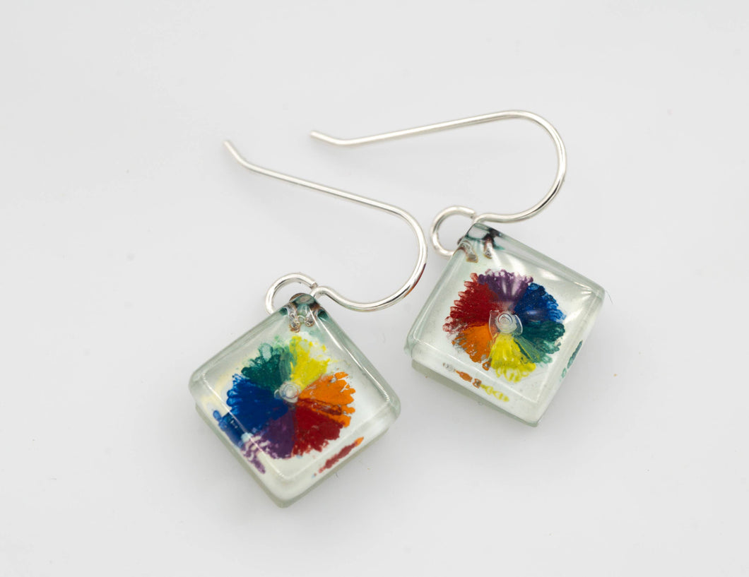 Color Wheel Square Earrings