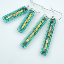 Load image into Gallery viewer, Aqua Golden Phase Bar Earrings
