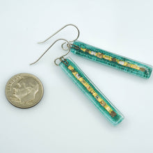 Load image into Gallery viewer, Aqua Golden Phase Bar Earrings
