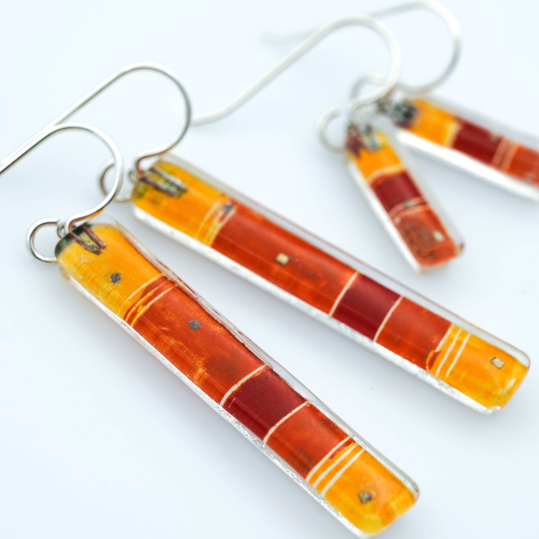 Warm Strata Bar Earrings