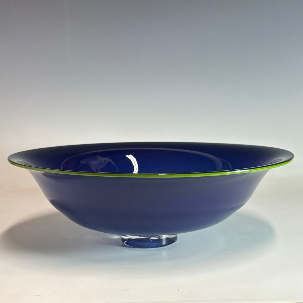 Cobalt with Lime Lip Wrap Low Bowl