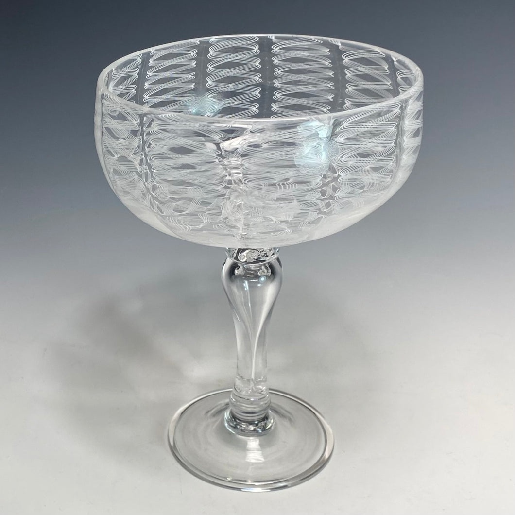 Twisty Cane Tazza with Blown Stem and Foot