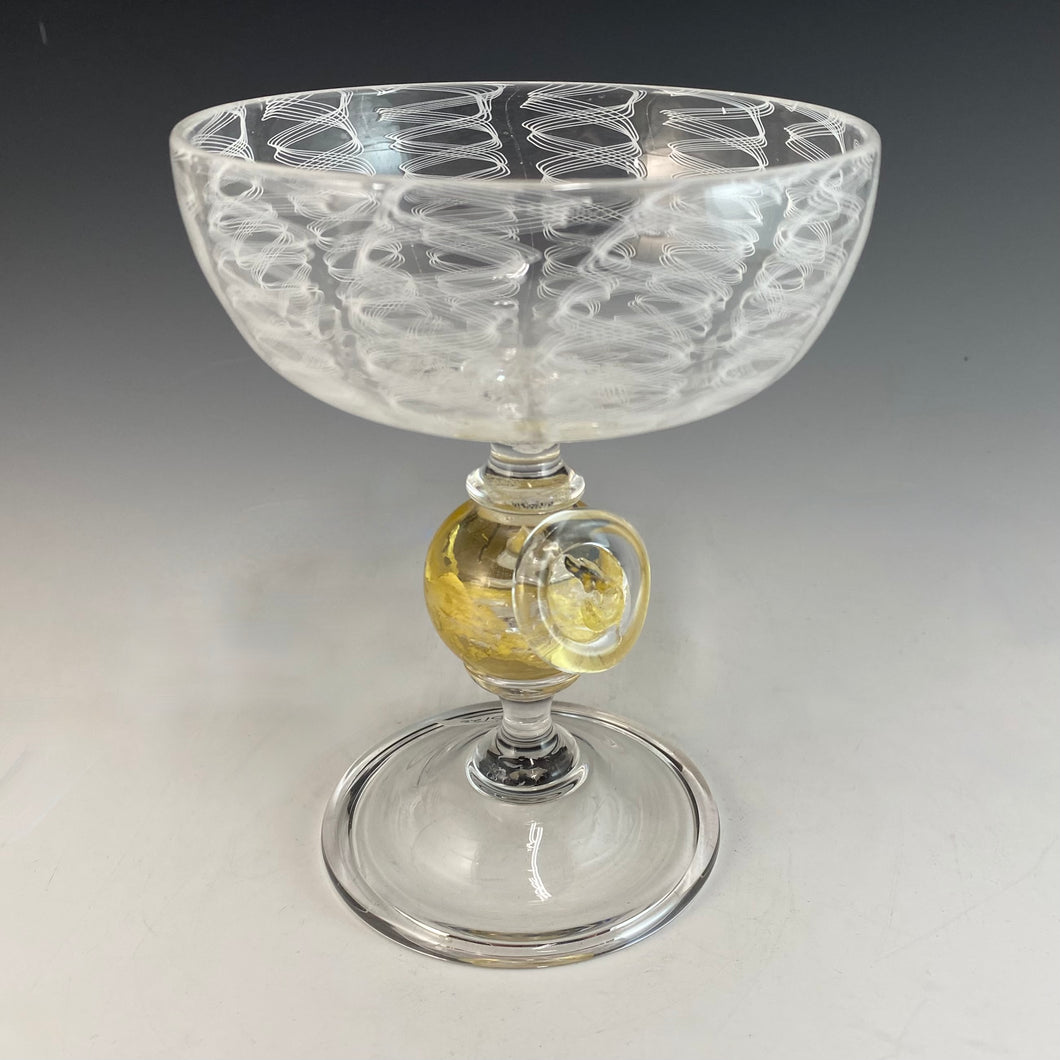 Gold-Leaf Block Island Float Goblet with Zanfirico Cane Tazza Cup