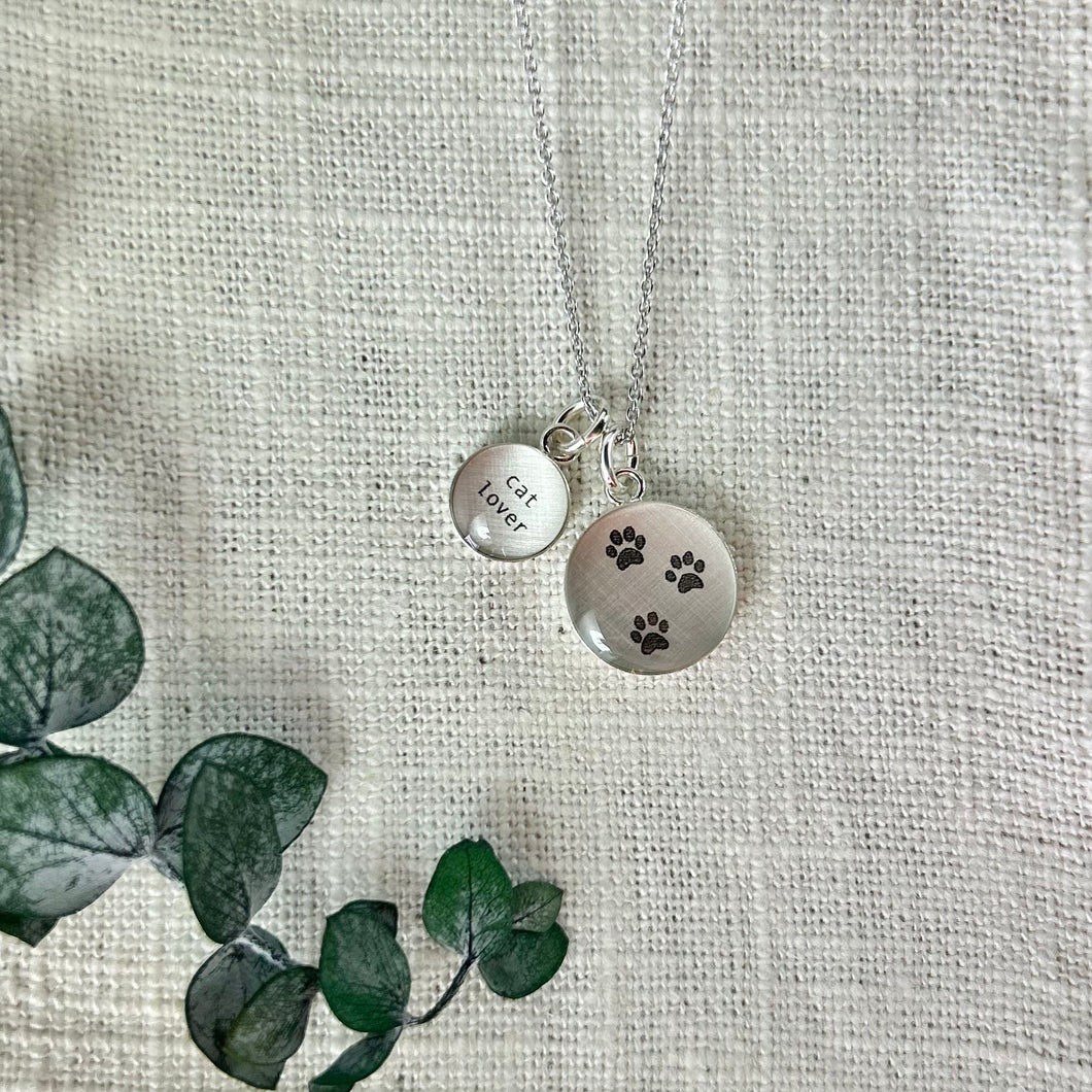 Cat Lover Sterling Silver Charm Necklace