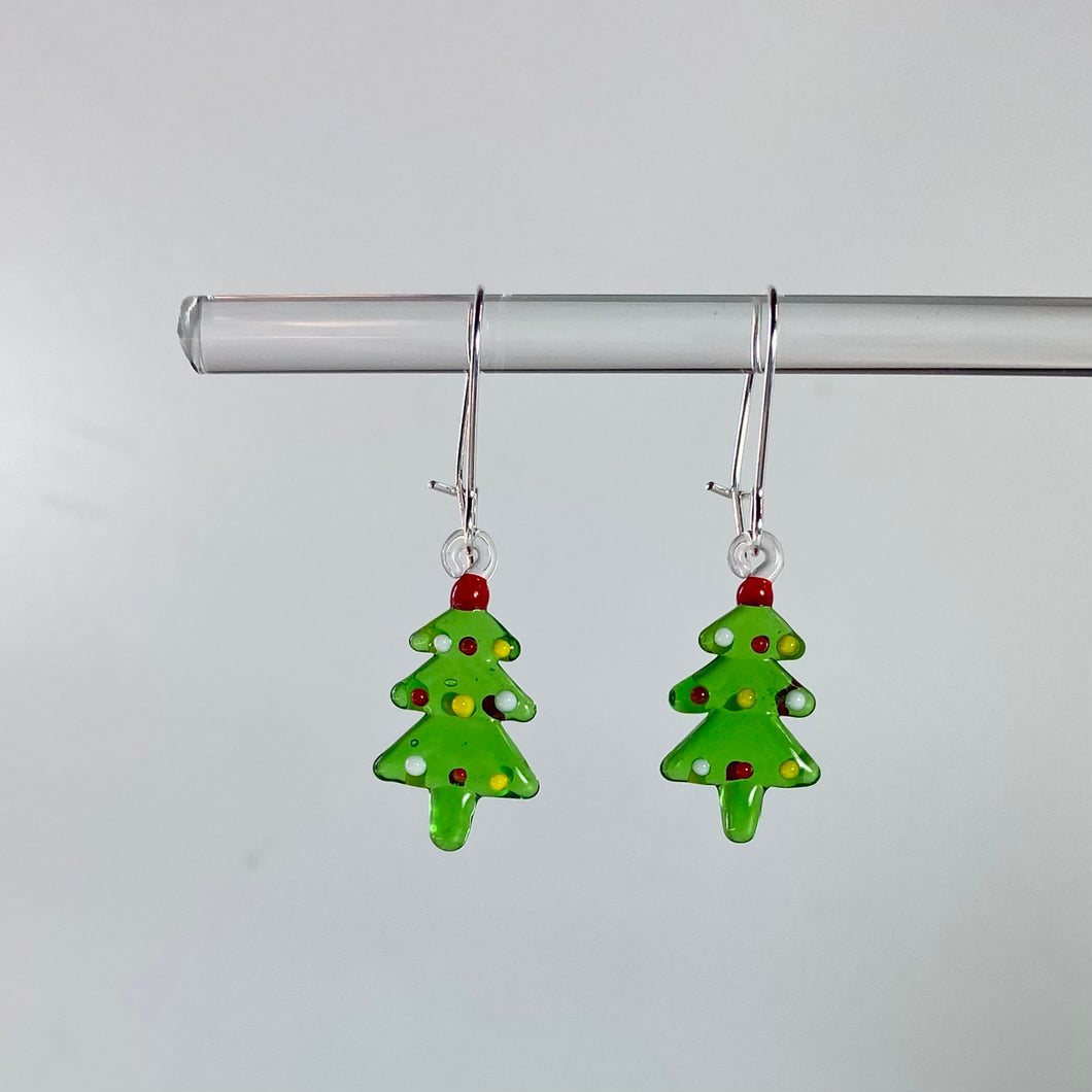 Mini Glass Christmas Tree Earrings