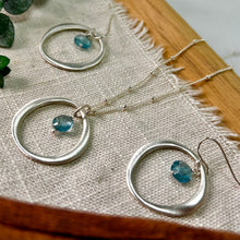 Load image into Gallery viewer, Sterling Silver Circle with Blue Topaz Drop Earrings
