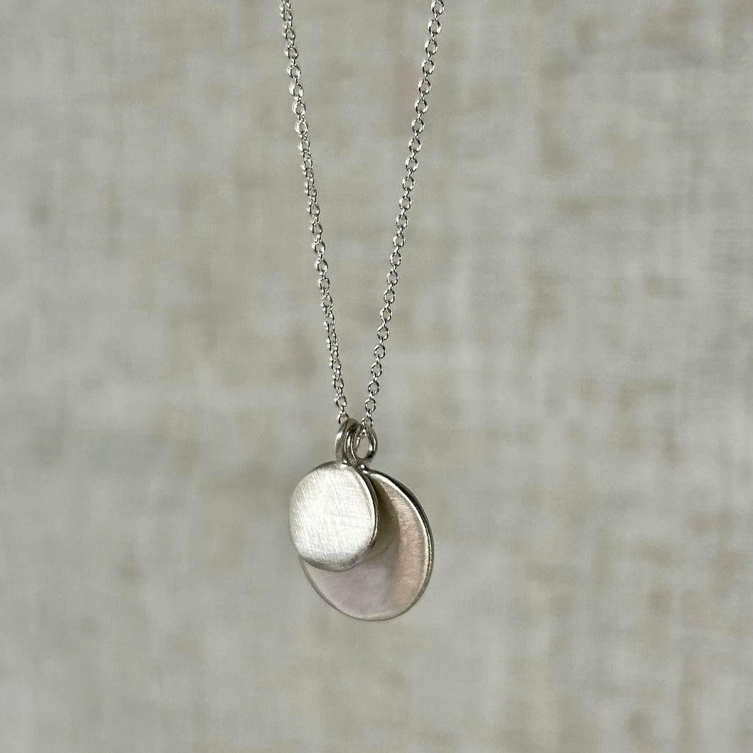 Double Discs Sterling Silver Necklace