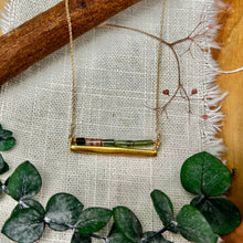 Load image into Gallery viewer, Watermelon Tourmaline Gold Bar Necklace
