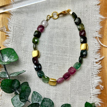 Load image into Gallery viewer, Watermelon Tourmaline Gold Bracelet
