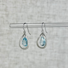 Load image into Gallery viewer, Blue Topaz and Sterling Silver Tear Drop Earrings
