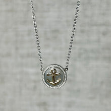 Load image into Gallery viewer, Sterling Silver with Mother of Pearl and 14k Gold Anchor Pendant Necklace
