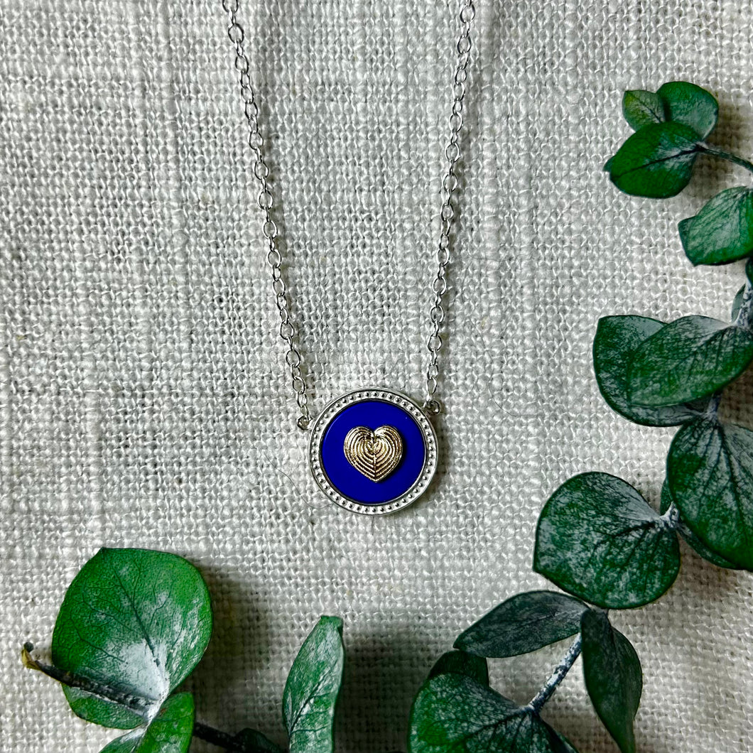 14k Heart with Lapis and Sterling Silver