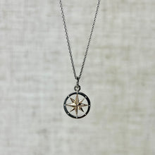 Load image into Gallery viewer, Silver and 14k Gold Compass Rose Necklace

