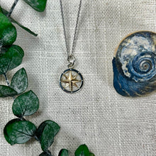 Load image into Gallery viewer, Silver and 14k Gold Compass Rose Necklace
