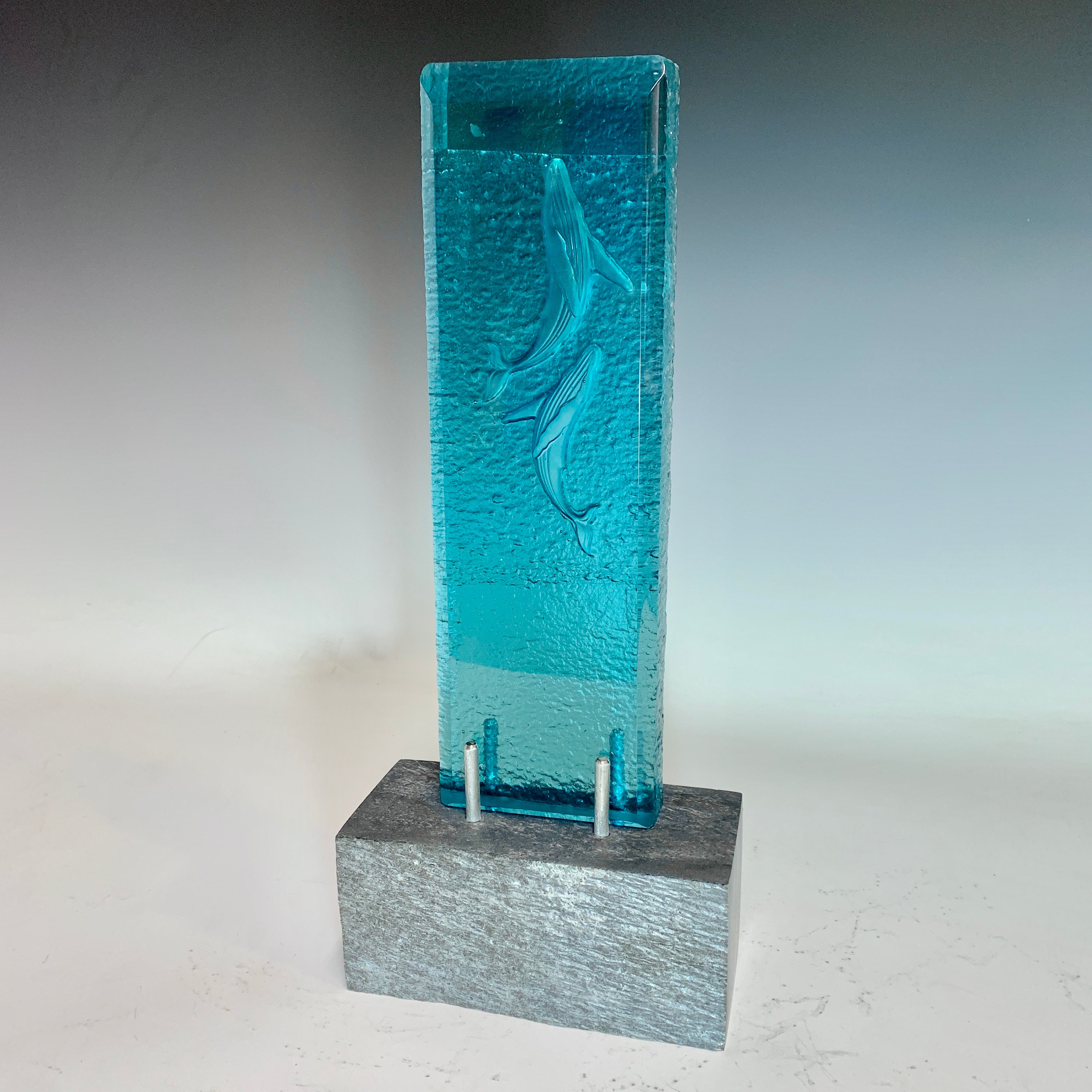 Whales Cast Sculpture with Base – The Glass Station Studio and Gallery