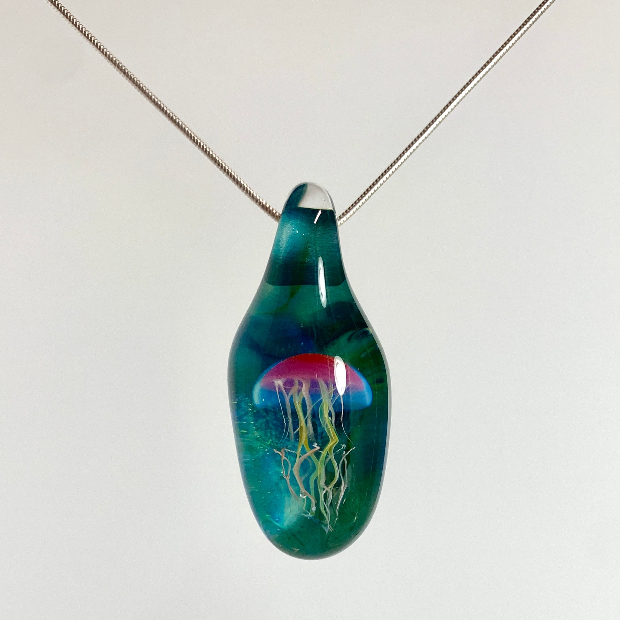 Jeremy sinkus signed glass art online jellyfish pendant