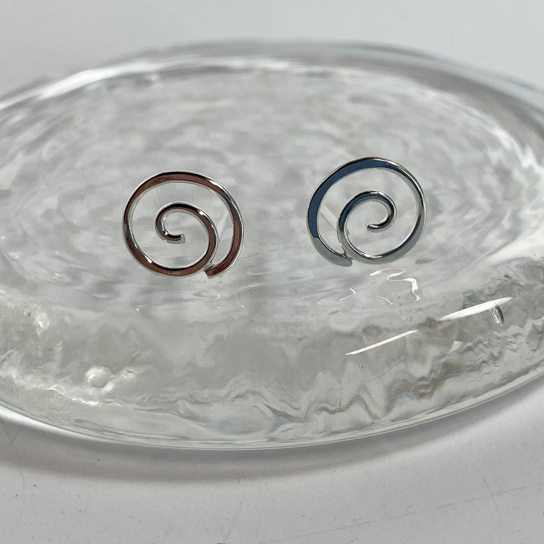 Tiny Spiral Sterling Silver Post Earrings