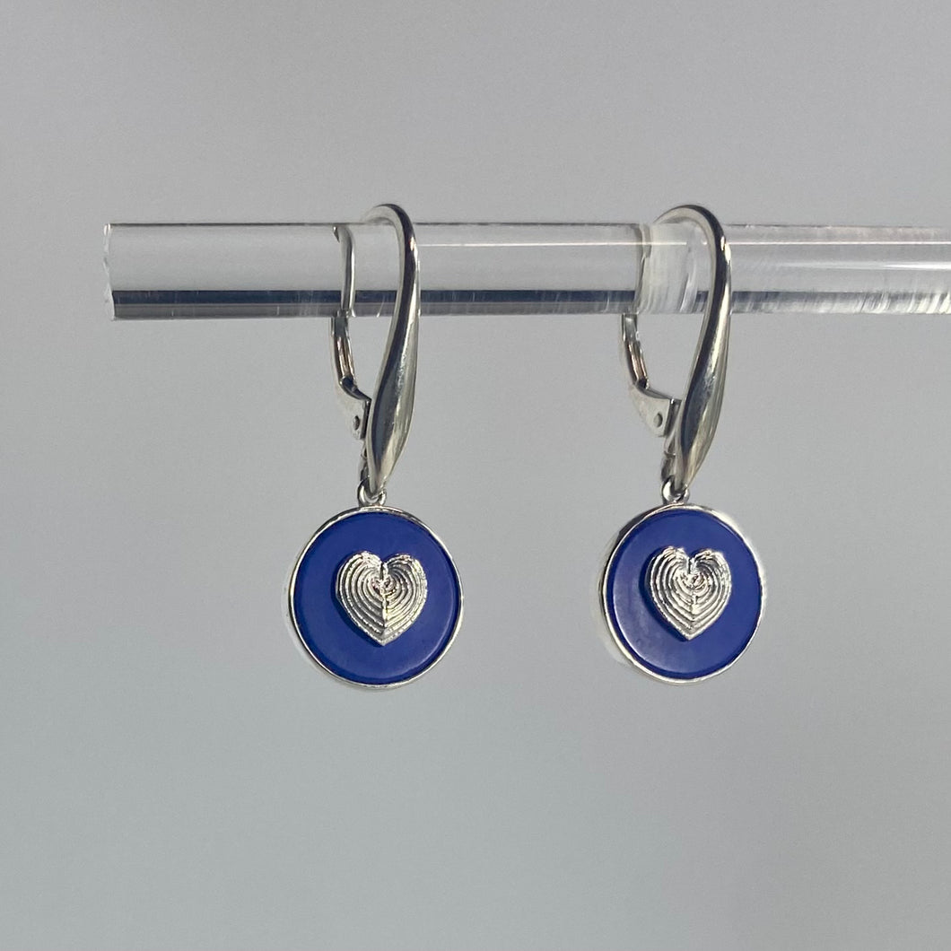 Lapis Earrings with Heart Overlay
