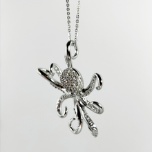 Load image into Gallery viewer, Large Sterling Silver and Pave CZ Octopus Pendant
