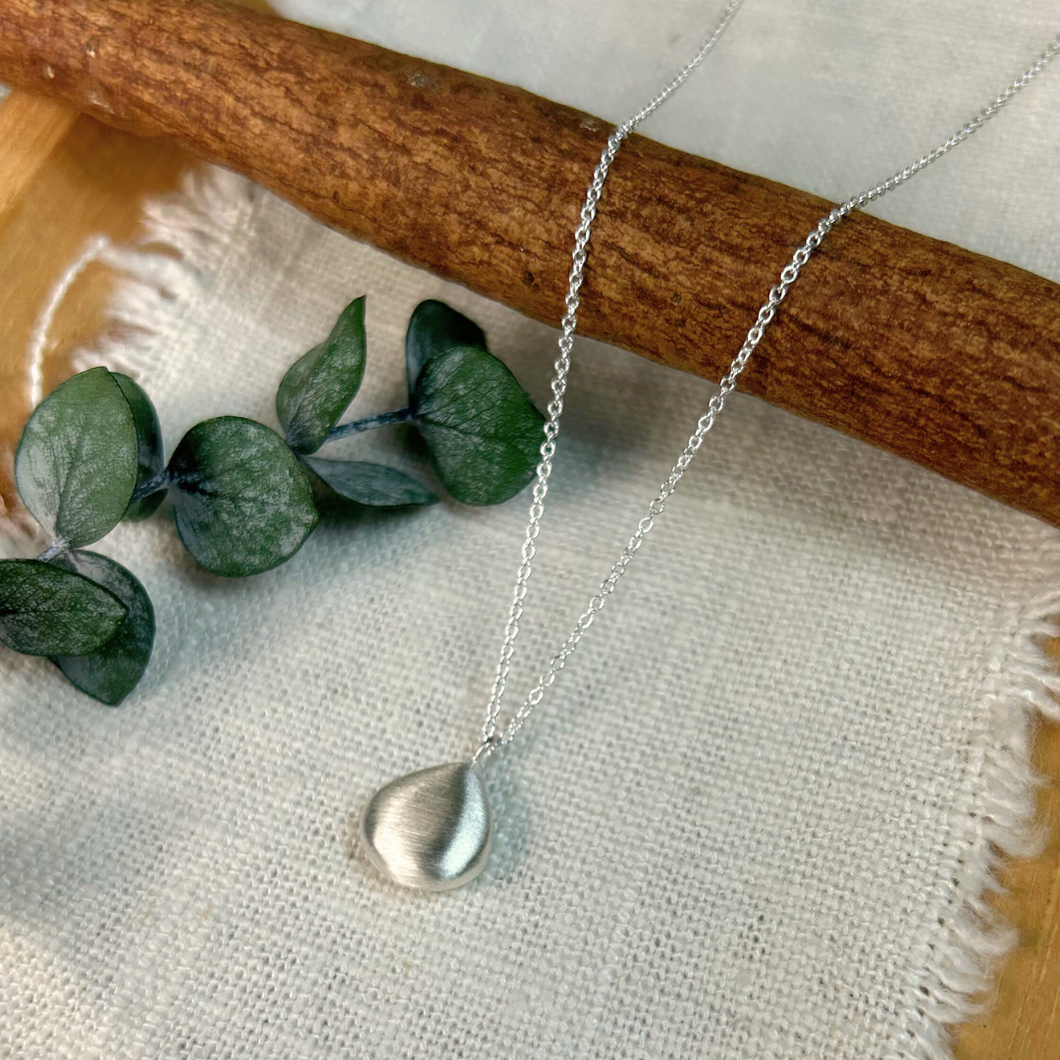 Puffy Sterling Silver Drop Necklace