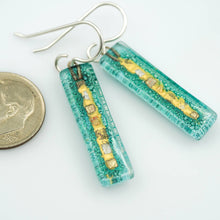 Load image into Gallery viewer, Aqua Golden Phase Bar Earrings
