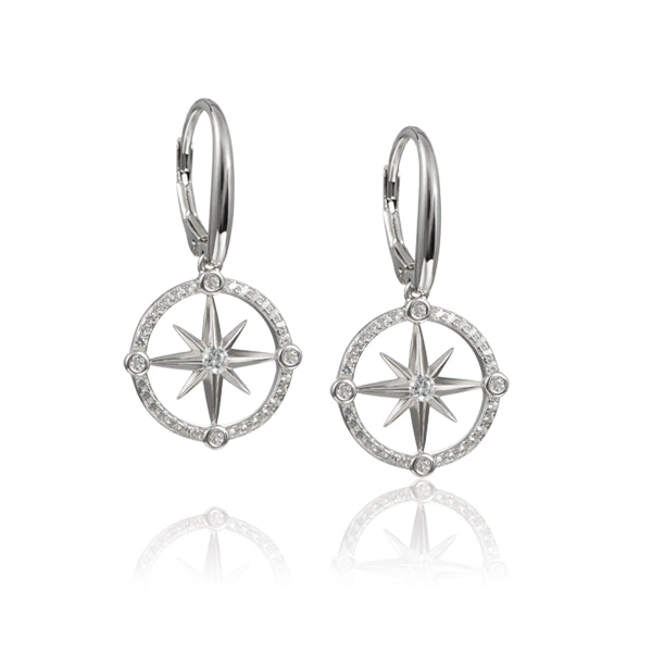 Compass Earrings with Pave Cubic Zirconia