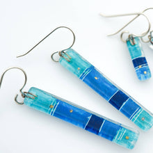 Load image into Gallery viewer, Blue Strata Bar Earrings
