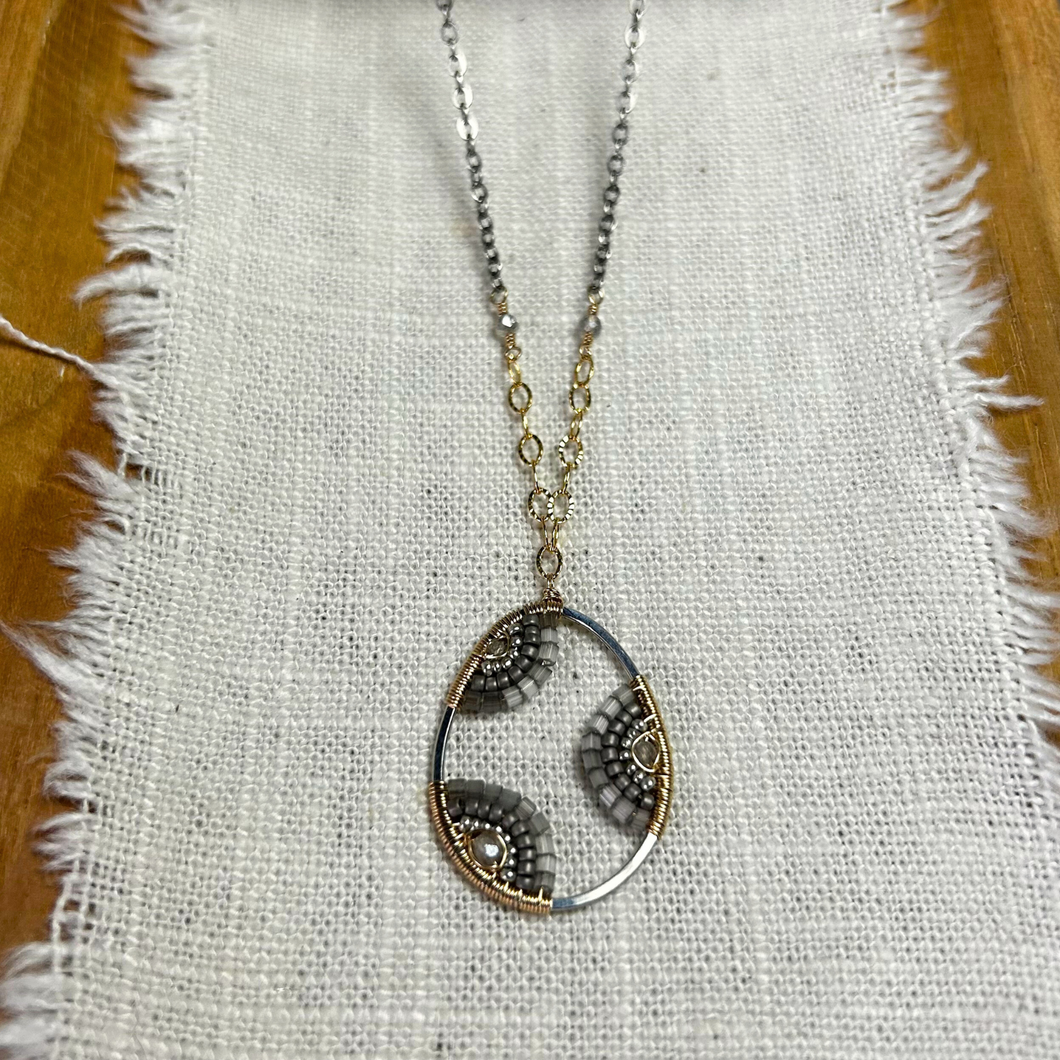 Blackened Silver Mixed Metal Necklace