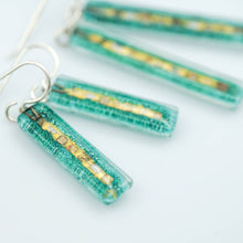 Load image into Gallery viewer, Aqua Golden Phase Bar Earrings
