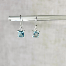 Load image into Gallery viewer, Blue Topaz Square Drop Earrings
