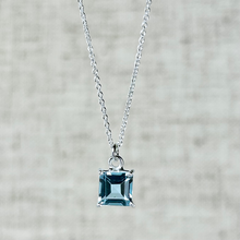 Load image into Gallery viewer, Blue Topaz Square Silver Necklace
