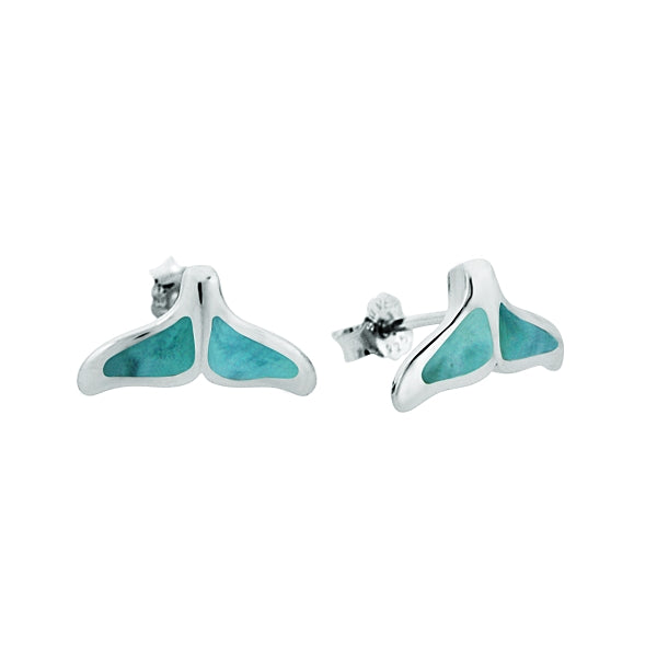 Larimar and Sterling Silver Whale Tail Post Earrings