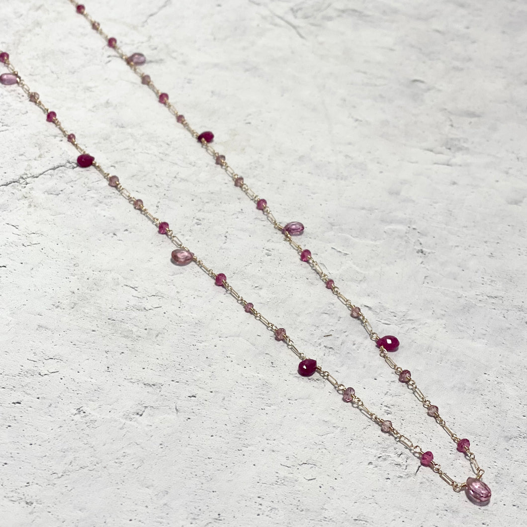 Long Delicate Pink Semiprecious Stone Necklace