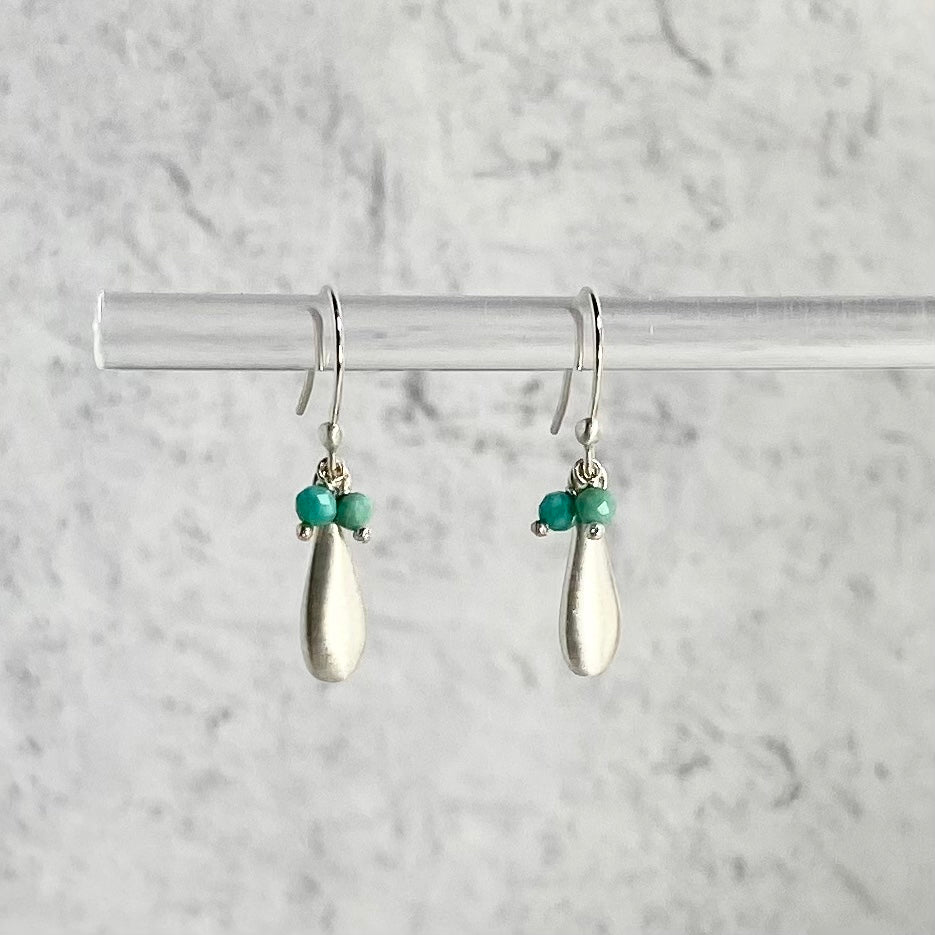 Tiny Teardrop with Turquoise Beads Earrings
