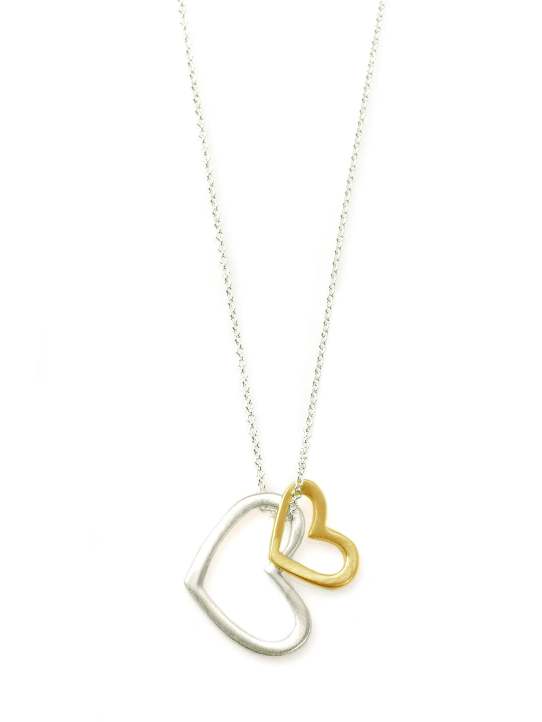 Two Open Hearts Sterling Silver and Vermeil Necklace