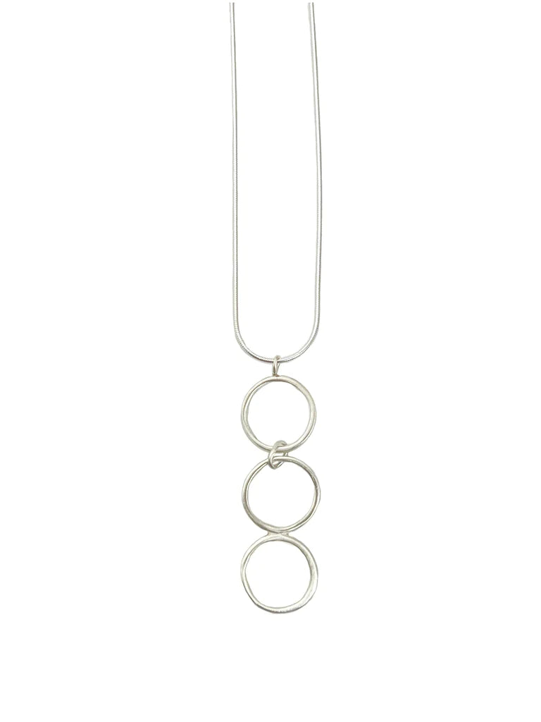 Three Large Circles Sterling Silver Necklace