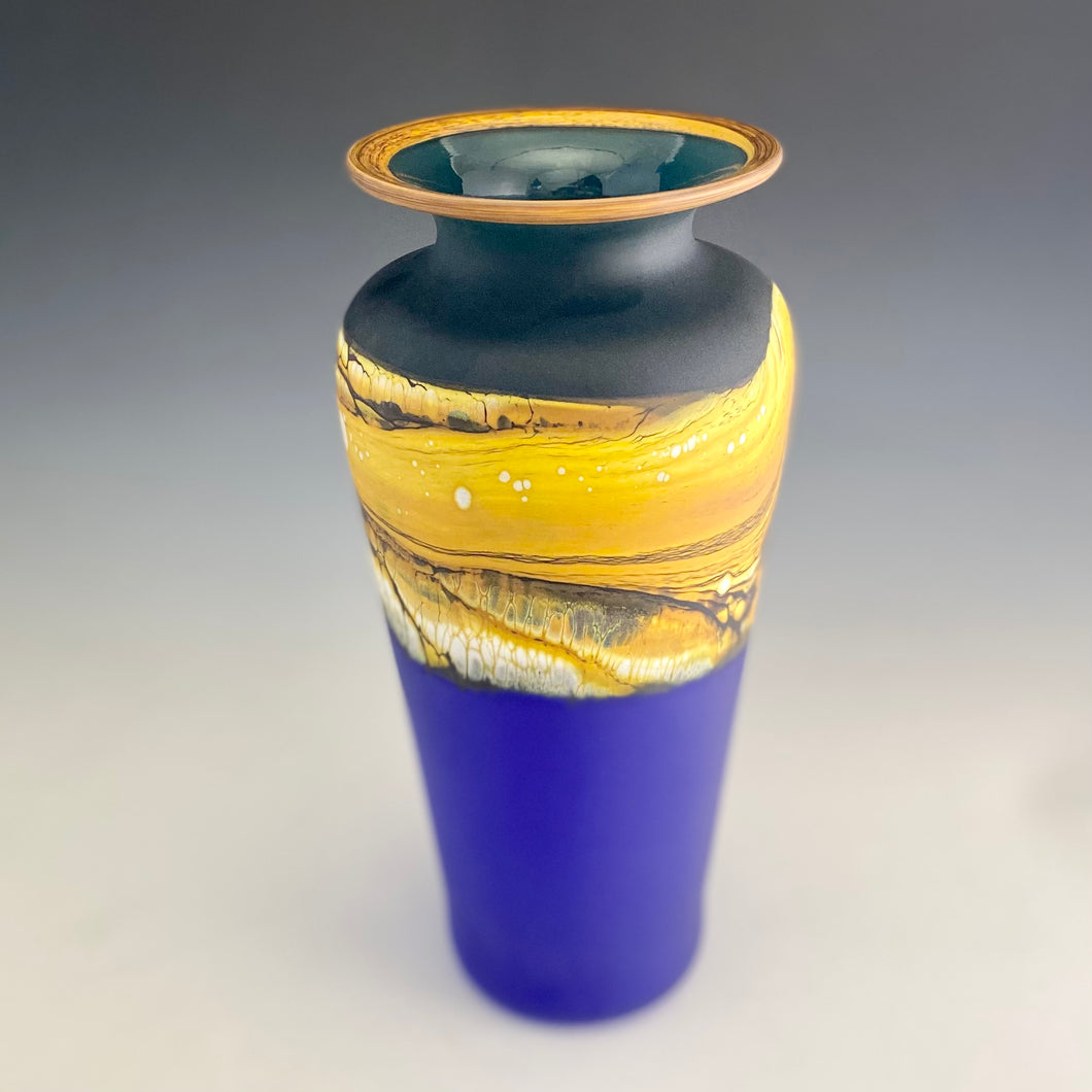 Translucent Strata Traditional Urn, Sage and Cobalt