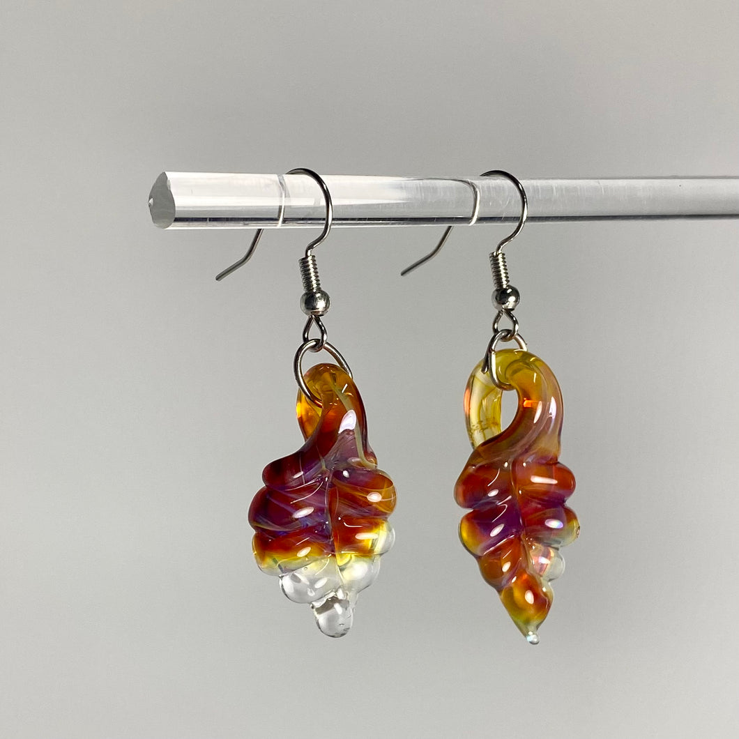 Handmade Glass Leaf Earrings