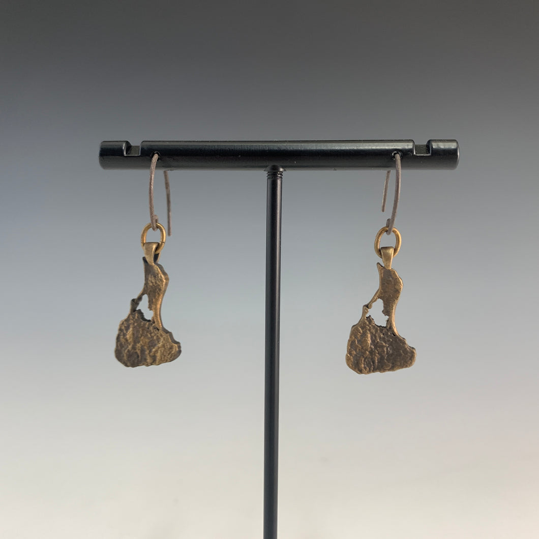 Block Island Dangle Earring in Oxidized Brass