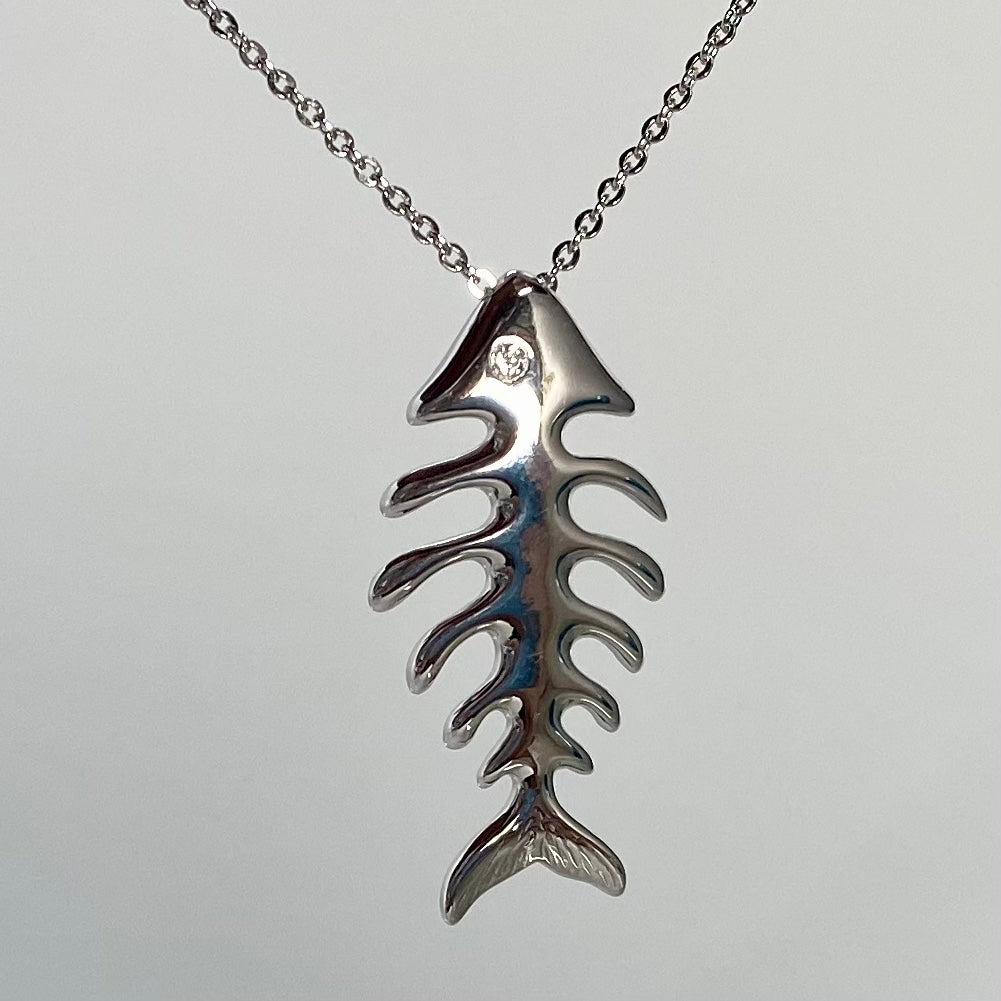 Fish Bone Pendant Sterling Silver