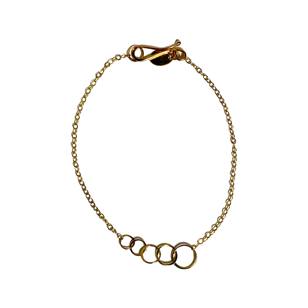 14k Gold Chain Bracelet with 5 Gold Loops