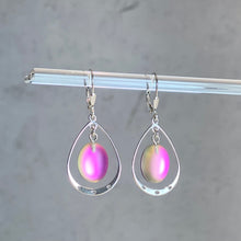 Load image into Gallery viewer, Dichroic Oval With Loop Earrings
