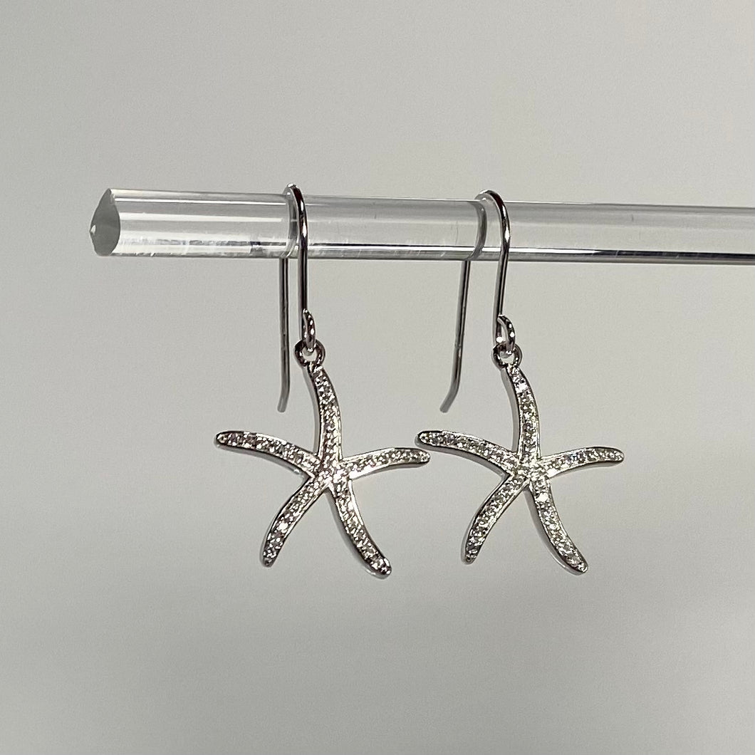 Starfish Earrings with Pave Cubic Zirconia