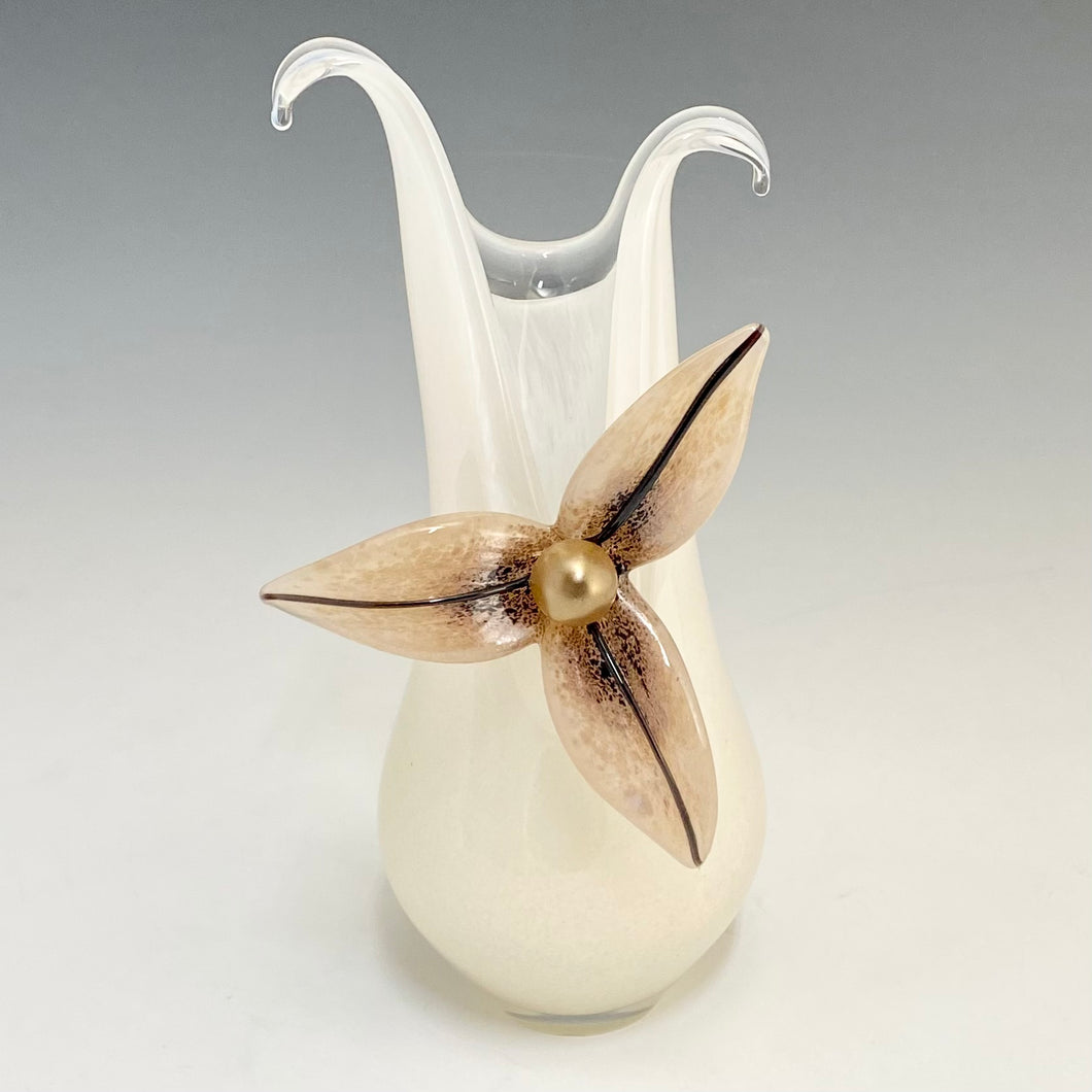 Small Split Vase with Beige Flower