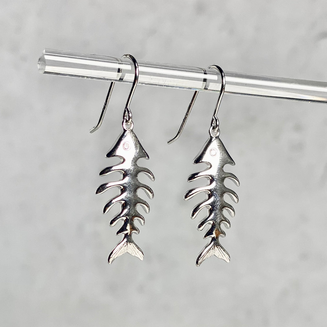 Sterling Silver Fish Bone Earrings