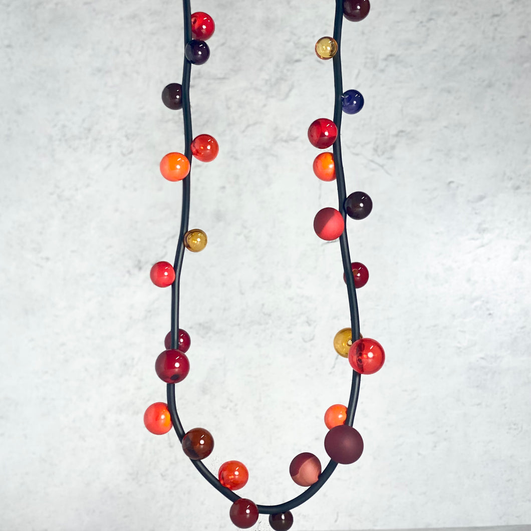 Bolla Long Necklace with Red Glass Beads